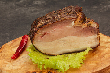 Homemade Smoked pork peat with spices