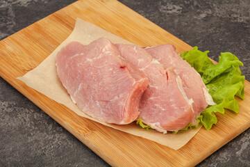 Raw pork steak for cooking