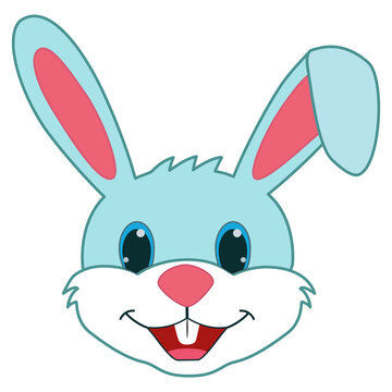 Cute smiling cartoon rabbit vector. A hand drawn design on isolated white background.