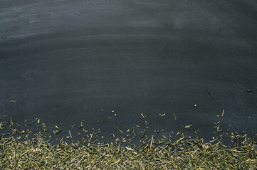Loose Green Tea on Chalkboard Background