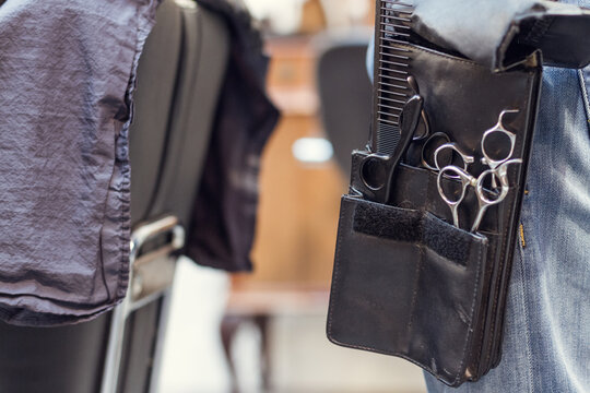 Hairdresser toolbag with scissors and comb