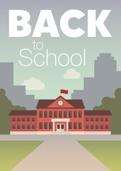 Welcome back to school. Flat style Retro poster, flyer, banner.