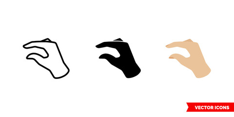 Small gesture icon of 3 types color, black and white, outline. Isolated vector sign symbol.