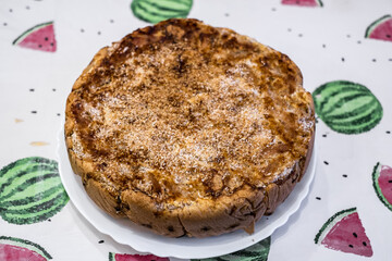 homemade cake with coconut flakes