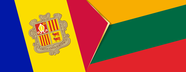 Andorra and Lithuania flags, two vector flags.