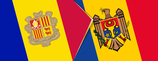 Andorra and Moldova flags, two vector flags.
