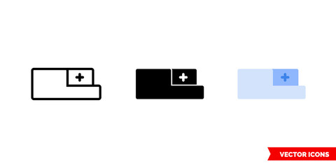 Tab icon of 3 types color, black and white, outline. Isolated vector sign symbol.