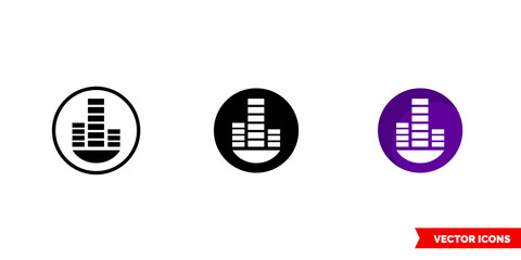 Techno trance music genre icon of 3 types color, black and white, outline. Isolated vector sign symbol.