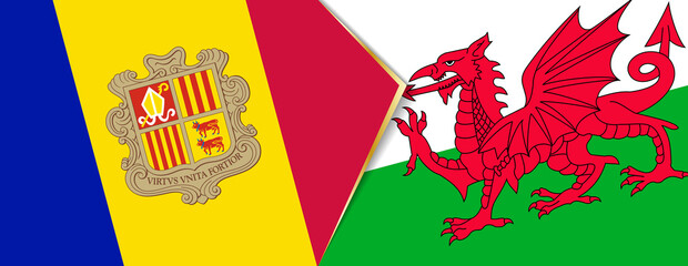 Andorra and Wales flags, two vector flags.
