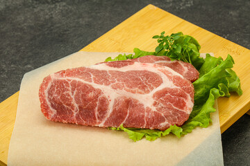 Raw pork meat neck steack