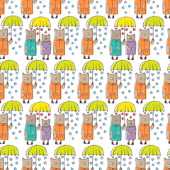 Seamless pattern of bears. Vector illustration. Background for poster or cover. Figure for textiles.