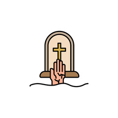 graveyard, hand, death outline icon. detailed set of death illustrations icons. can be used for web, logo, mobile app, UI, UX