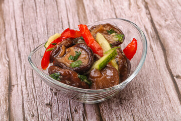 Marinated shiitake mushrooms with herbs