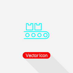 Boxes On The Conveyor Belt Icon, Logistic Icon Vector Illustration Eps10