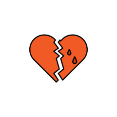 broken heart, death outline icon. detailed set of death illustrations icons. can be used for web, logo, mobile app, UI, UX