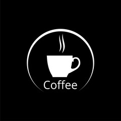 Coffee cup icon design isolated on dark background