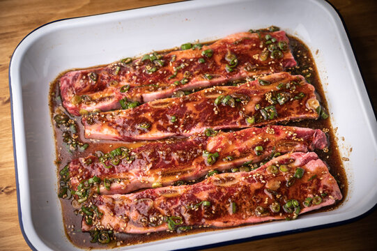 Korean style marinated fresh short rib with bone