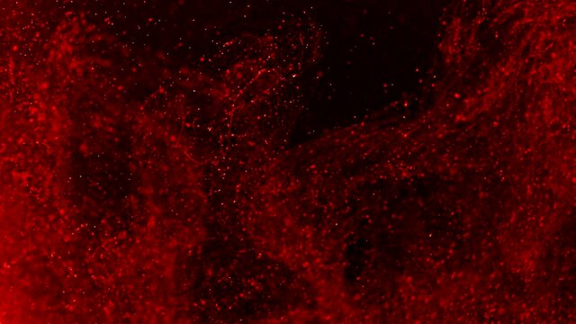 Abstract Particles Of Red Liquid Flow And Float Motion On Black