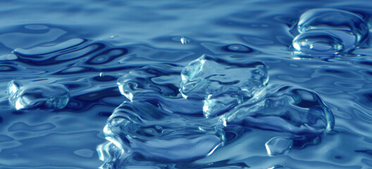 Blur Blue Water bubble drops splash horizontal background.