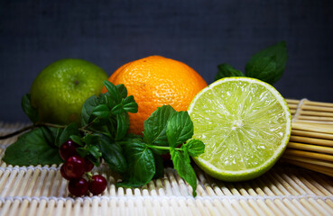 Naklejka na ściany i meble lime and orange