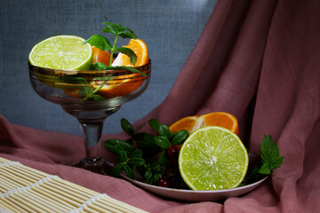 orange, lime and mint