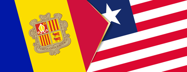 Andorra and Liberia flags, two vector flags.