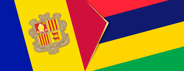 Andorra and Mauritius flags, two vector flags.