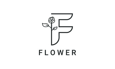 Obraz premium Flower logo. Logotype of Flower Vector Graphic Design . Outline Logo Design Vector Isolated On White Background