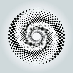 Black curved halftone dotted lines. Circle form. Geometric art. Trendy design element for frame, logo, tattoo, sign, symbol, web, prints, posters, template, pattern and abstract background