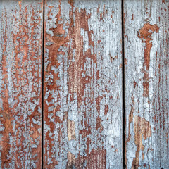 weathered painted wood planks top view closeup, natural textured background