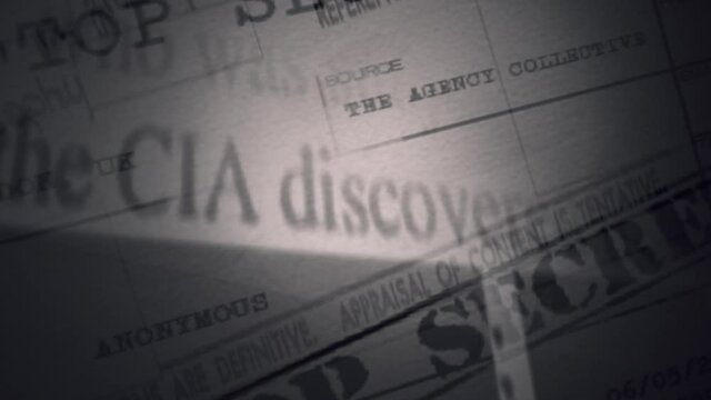 Top Secret CIA Federal Agency Official Documentation Headline and Evidence Bag Label Collage Animation