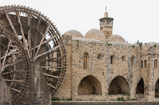 The Norias of Hama, Syria ancient waterwheels used to lift water for irrigation