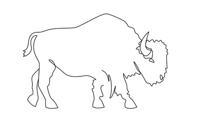Continuous one line drawing of bull symbol of the Chinese New Year. 2021, the year of the bull. Minimalistic contour illustration.