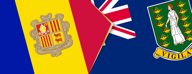 Andorra and British Virgin Islands flags, two vector flags.