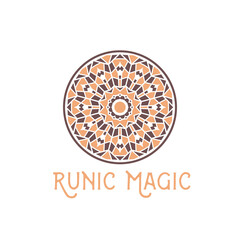 Asian ornamental emblem. Oriental geometric logo template. Vector arabic circular mosaic symbol