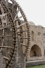 Fototapeta na wymiar The Norias of Hama, Syria ancient waterwheels used to lift water for irrigation