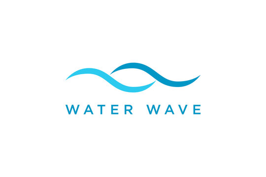 Abstract Ocean Sea Water Waves Logo. Blue Wave Lines Style isolated on White Background. Usable for Business, Nature and Branding Logos. Flat Vector Logo Design Template Element