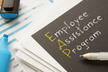 Employee assistance program EAP is shown on the business photo