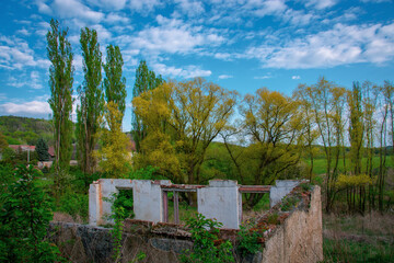 Fototapeta premium Ruins of old house at Teletin village, Czech republic