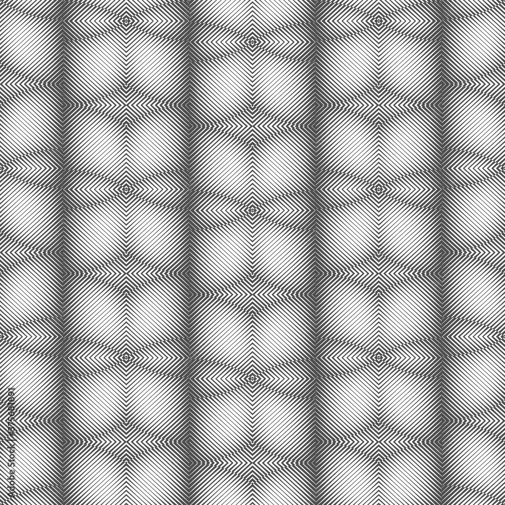 Poster abstract seamless geometric pattern with texture. optical illusion of the volume of the image.