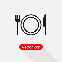 Dish WIth Fork And Knife Icon Vector Illustration Eps10 