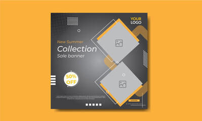 Trendy and new summer fashion sale Instagram banner template design.