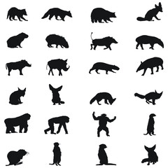 African wild Animals silhouettes set