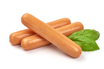 Fresh pork Boiled sausages, isolated on white background