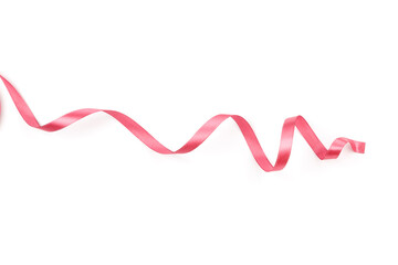 pink satin curly ribbon isolated on white background