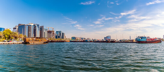 A view across the upper reaches of the Dubai Creek in the UAE in springtime
