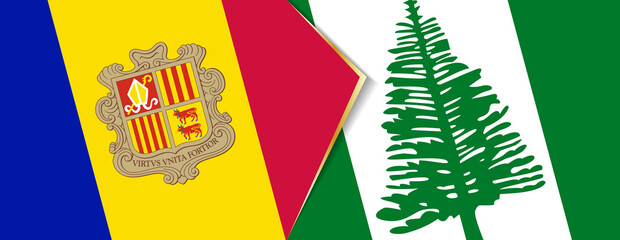 Andorra and Norfolk Island flags, two vector flags.