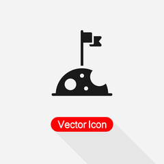  Flag On The Moon Icon Vector Illustration Eps10