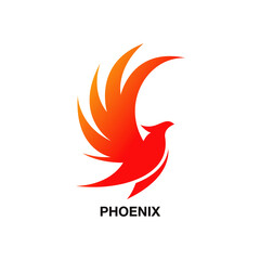 A Nice Flying Phoenix Fire Bird abstract Logo design vector template. Dove Eagle Logotype concept icon. Vector high quality design