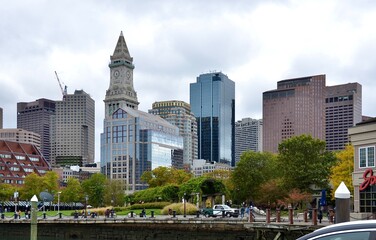 Cityscape in the harbor area of Boston,  USA